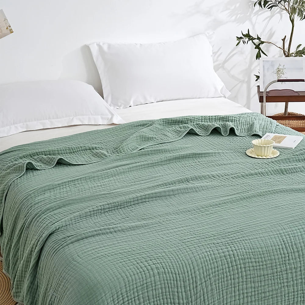 100% Cotton Woven Throw Blanket – Soft, Breathable Comfort for Every Season