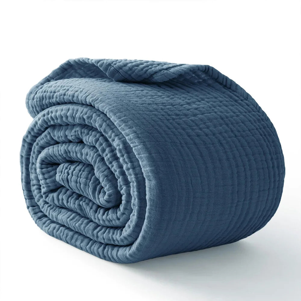 100% Cotton Woven Throw Blanket – Soft, Breathable Comfort for Every Season