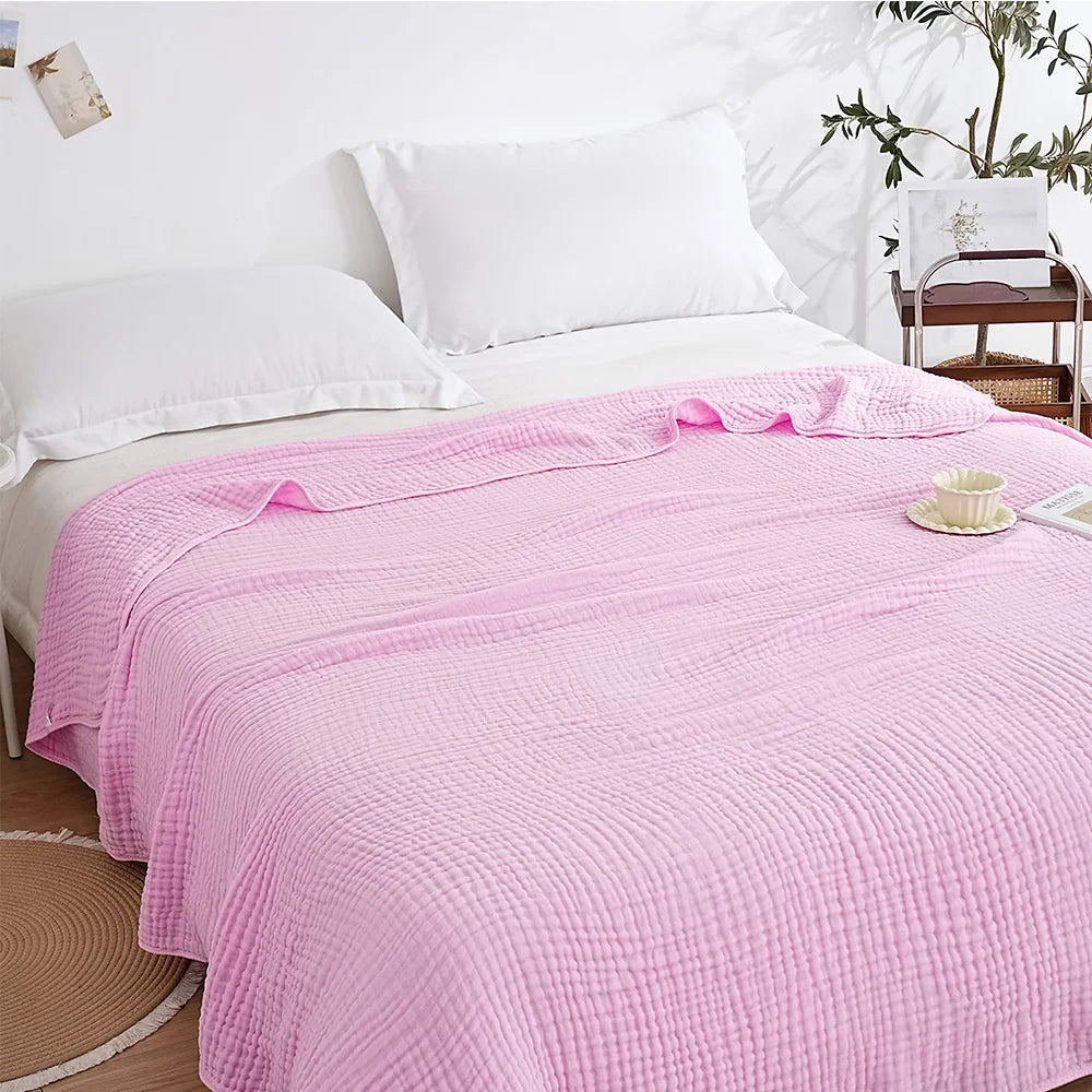 100% Cotton Woven Throw Blanket – Soft, Breathable Comfort for Every Season