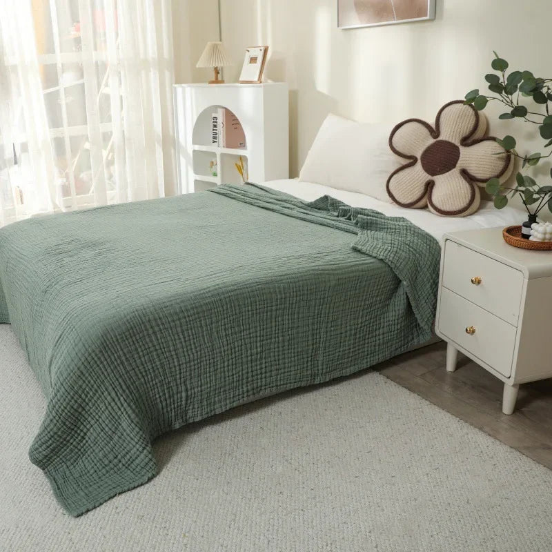 100% Cotton Woven Throw Blanket – Soft, Breathable Comfort for Every Season