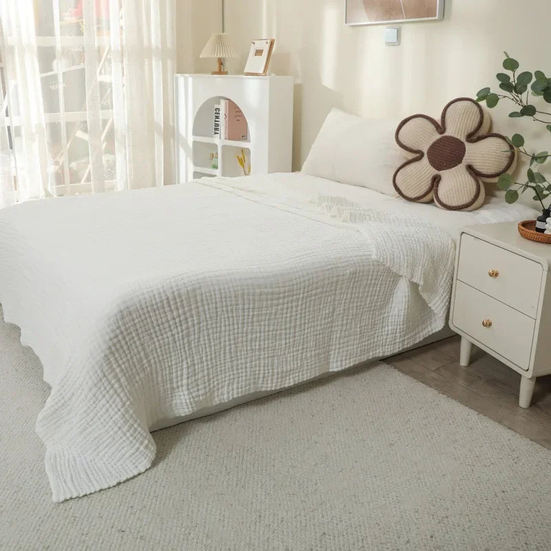 100% Cotton Woven Throw Blanket – Soft, Breathable Comfort for Every Season