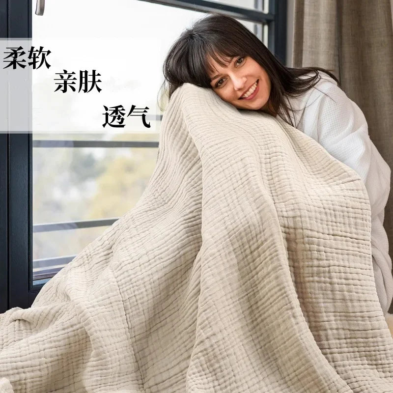 100% Cotton Woven Throw Blanket – Soft, Breathable Comfort for Every Season