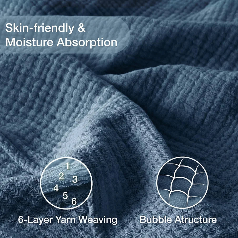 100% Cotton Woven Throw Blanket – Soft, Breathable Comfort for Every Season