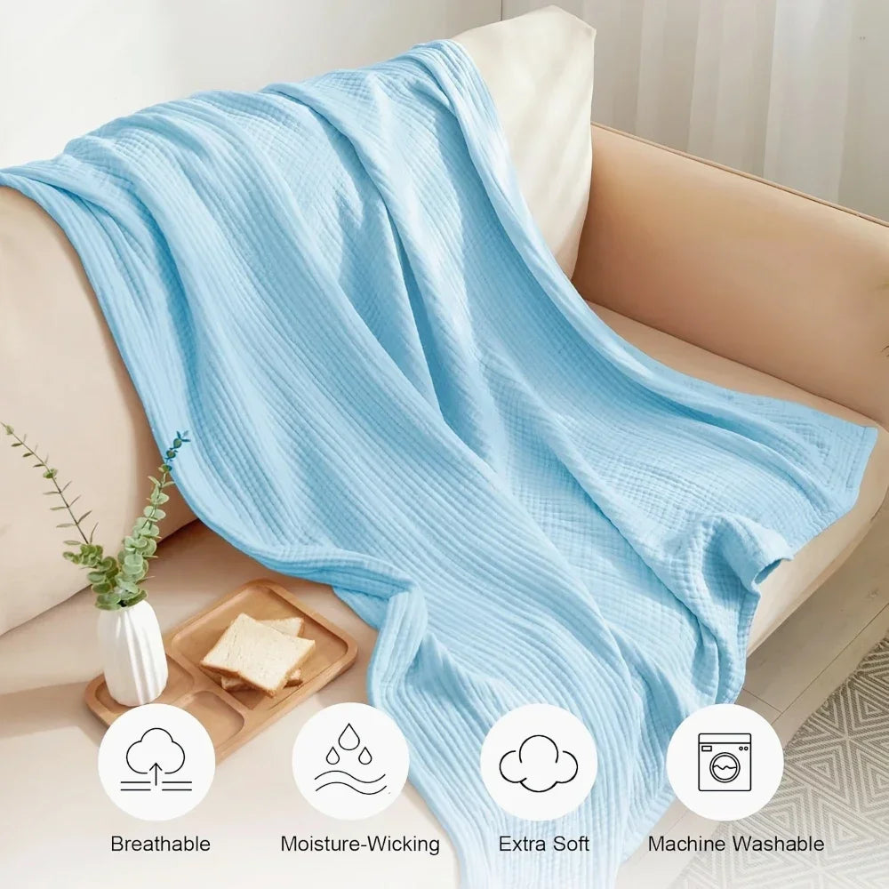 100% Cotton Woven Throw Blanket – Soft, Breathable Comfort for Every Season