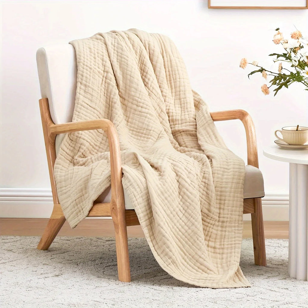 100% Cotton Woven Throw Blanket – Soft, Breathable Comfort for Every Season