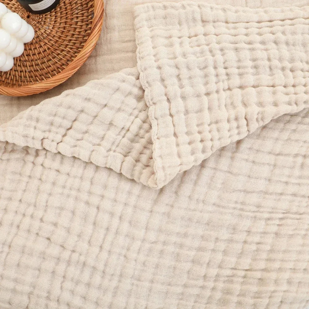 100% Cotton Woven Throw Blanket – Soft, Breathable Comfort for Every Season