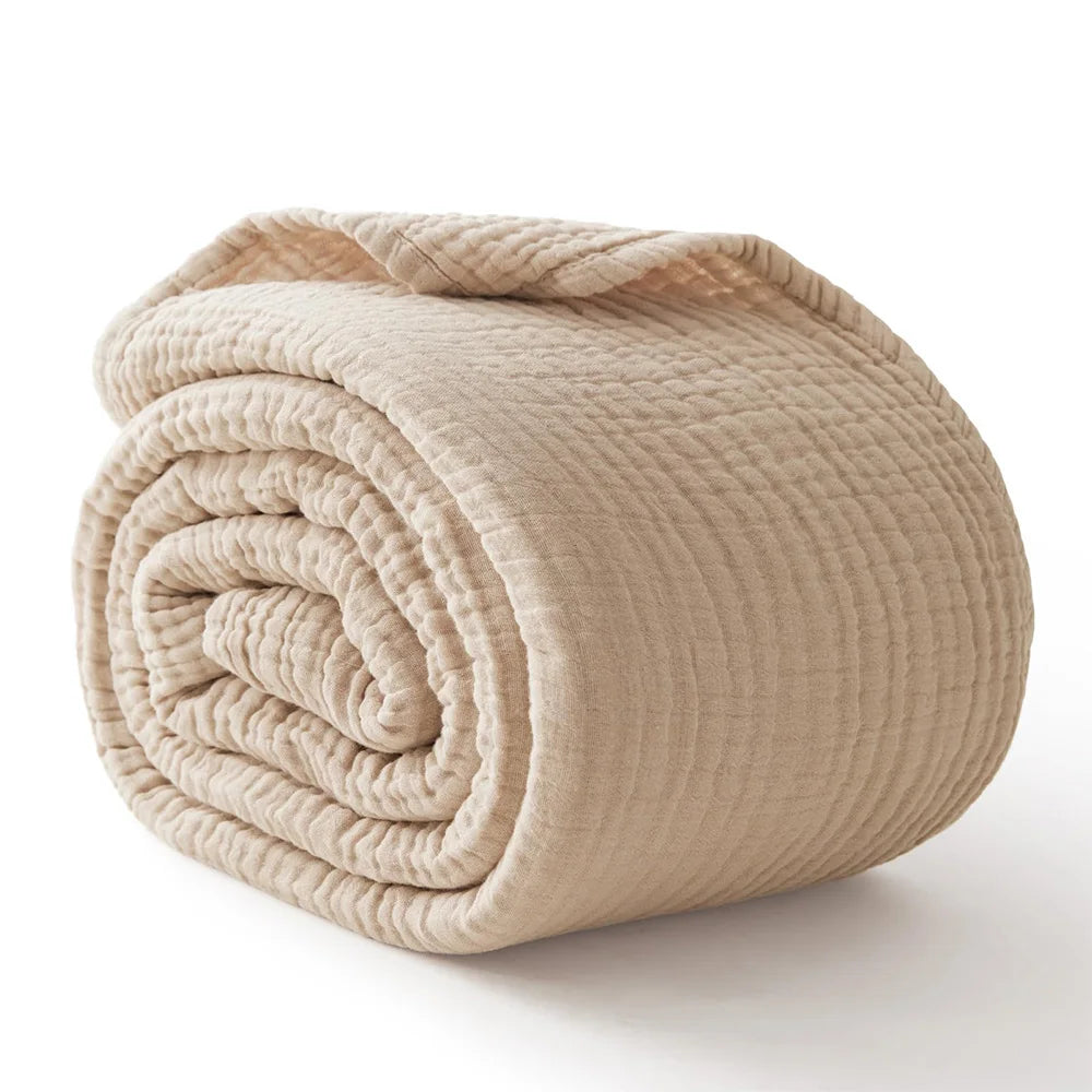100% Cotton Woven Throw Blanket – Soft, Breathable Comfort for Every Season