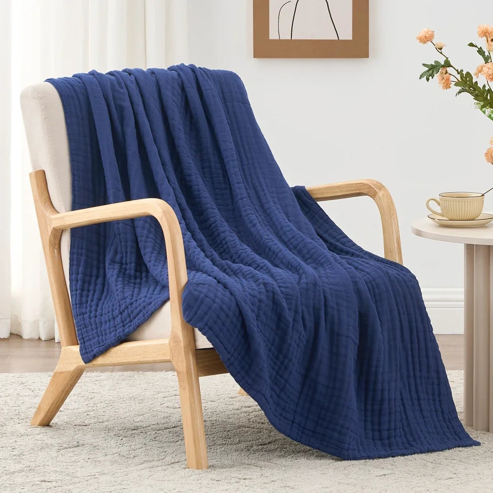 100% Cotton Woven Throw Blanket – Soft, Breathable Comfort for Every Season
