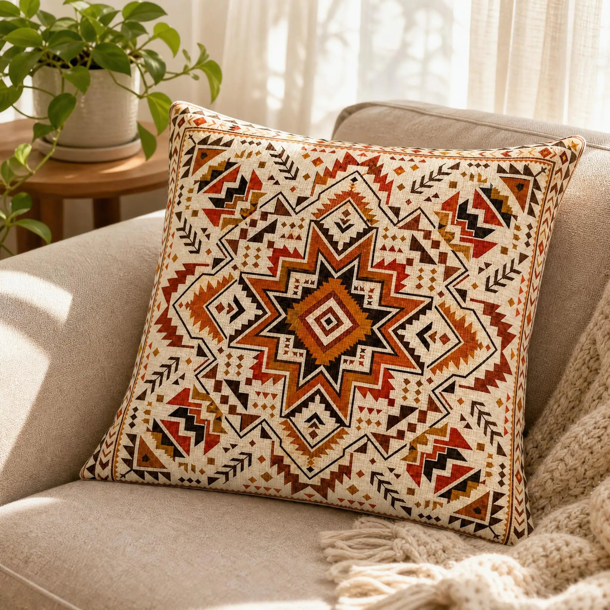 Boho Geometric Decorative Throw Pillow Cover