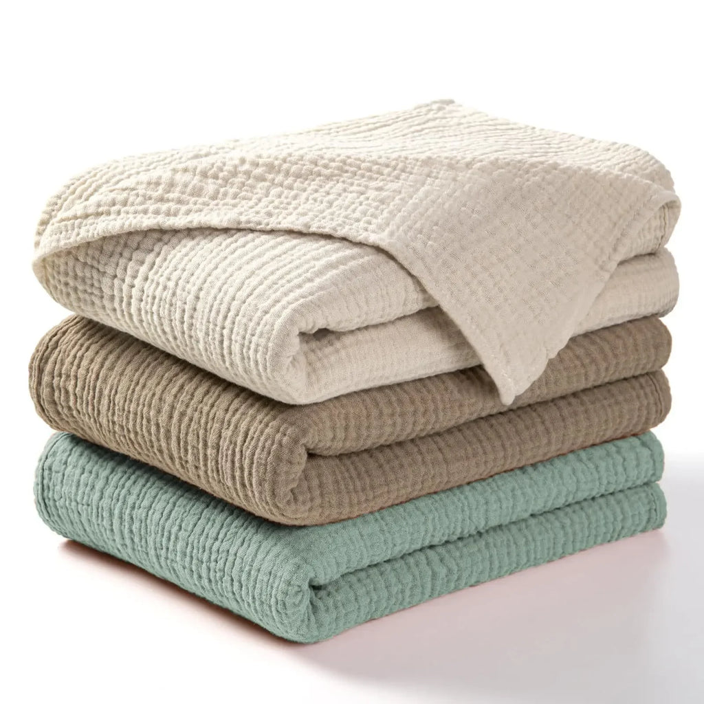 100% Cotton Woven Throw Blanket – Soft, Breathable Comfort for Every Season