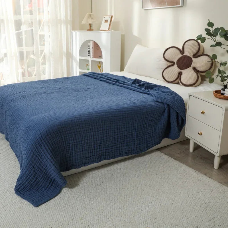100% Cotton Woven Throw Blanket – Soft, Breathable Comfort for Every Season