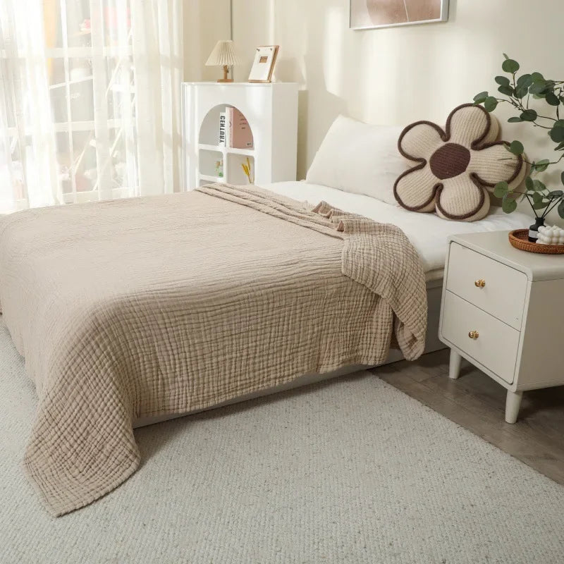 100% Cotton Woven Throw Blanket – Soft, Breathable Comfort for Every Season