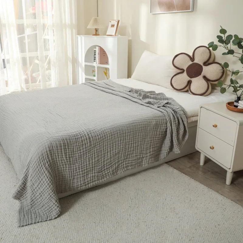 100% Cotton Woven Throw Blanket – Soft, Breathable Comfort for Every Season