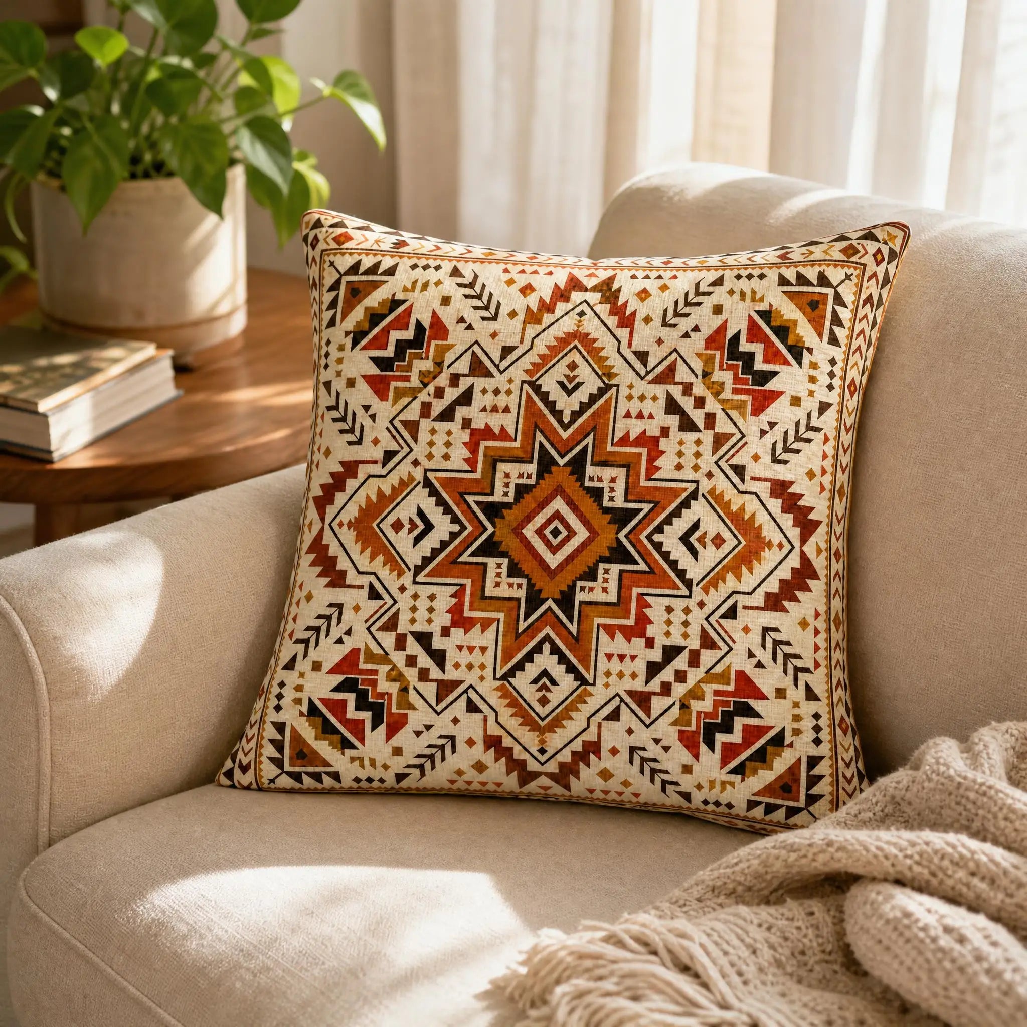 Boho Geometric Decorative Throw Pillow Cover
