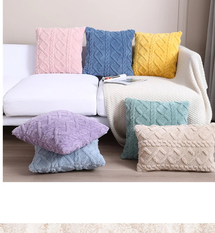 Plush Lumbar Throw Pillow Cover – Soft Decorative Accent for Home & Car