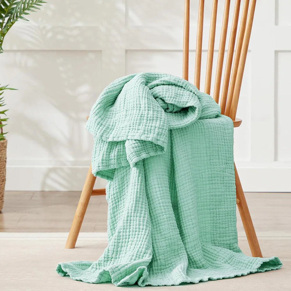 100% Cotton Woven Throw Blanket – Soft, Breathable Comfort for Every Season