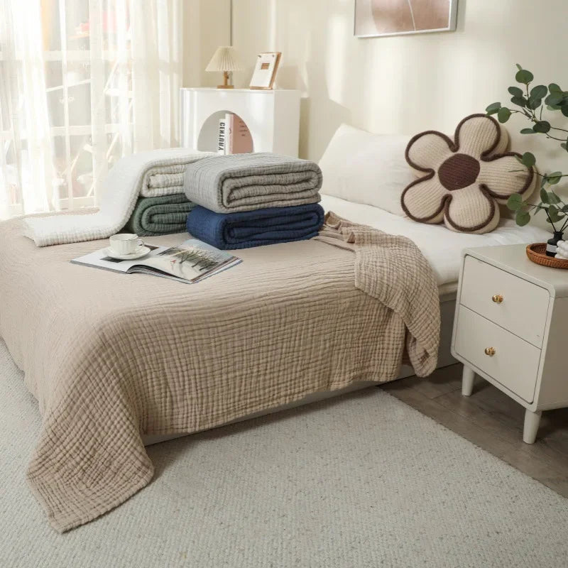 100% Cotton Woven Throw Blanket – Soft, Breathable Comfort for Every Season