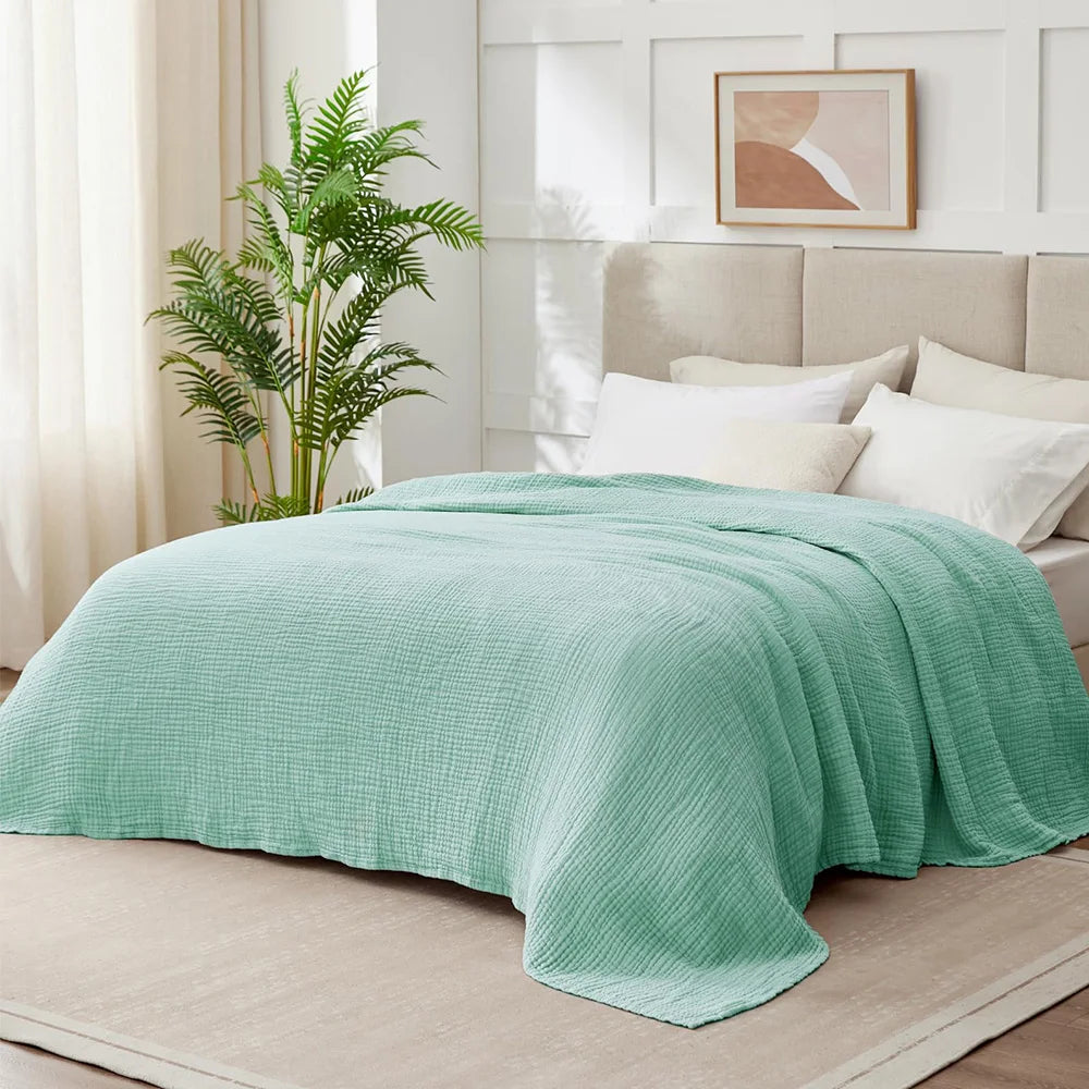 100% Cotton Woven Throw Blanket – Soft, Breathable Comfort for Every Season